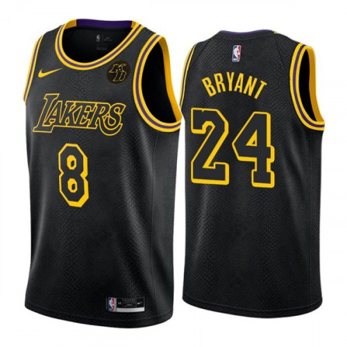 Men's Los Angeles Lakers Front #8 Back #24 Kobe Bryant With KB Patch Black Stitched Jersey